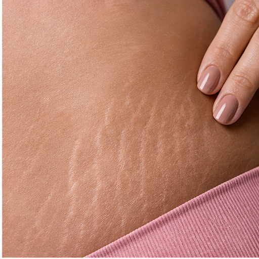 Pele com estrias claras para camuflagem estética